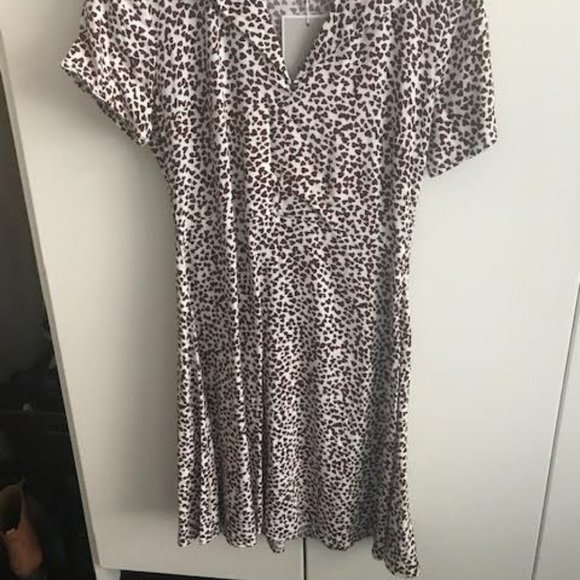 Brown/White Flowered Mini Dress From Ichi - Picture 3 of 3